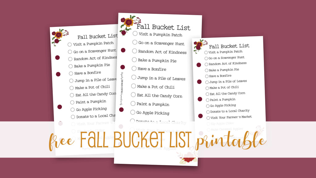 Updated FREE Fall Bucket List