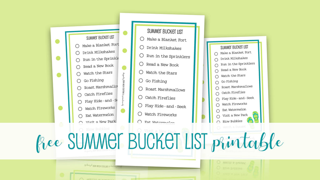 FREE Summer Bucket List Printable