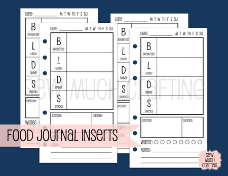 Food Journal Inserts for Rings