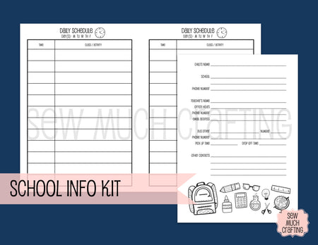 School Information Kit for Traveler's Notebooks