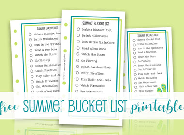 FREE Summer Bucket List Printable