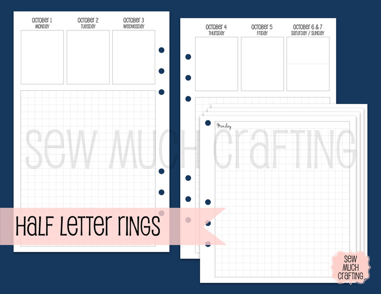 Week on Two Page Dutch Door Inserts for Rings (CHOOSE A SIZE)