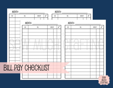 Bill Pay Checklist for Traveler's Notebooks