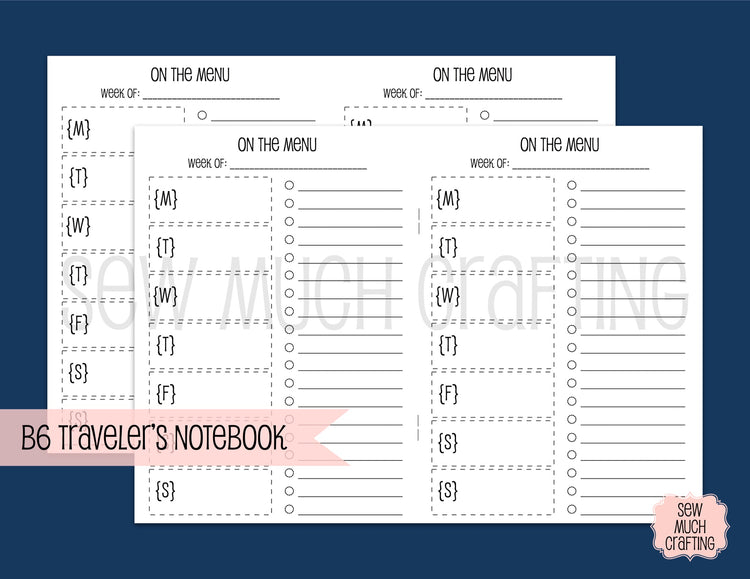 Meal Planning Inserts for Traveler's Notebooks