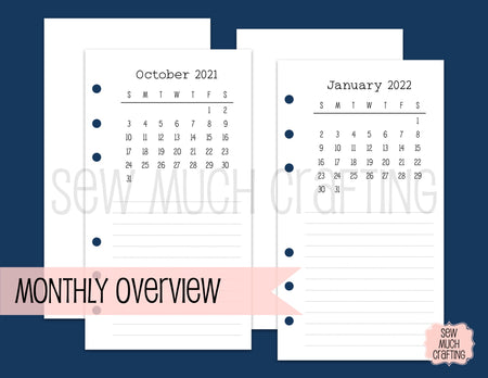 Monthly Overview Inserts for Rings