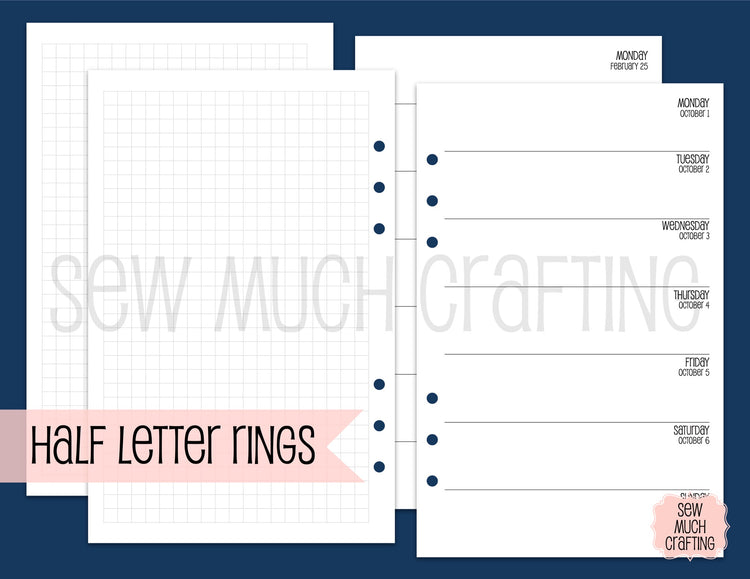 Week on One Page with Grid for Rings (CHOOSE A SIZE)