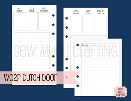 Week on Two Page Dutch Door Inserts for Rings (CHOOSE A SIZE)