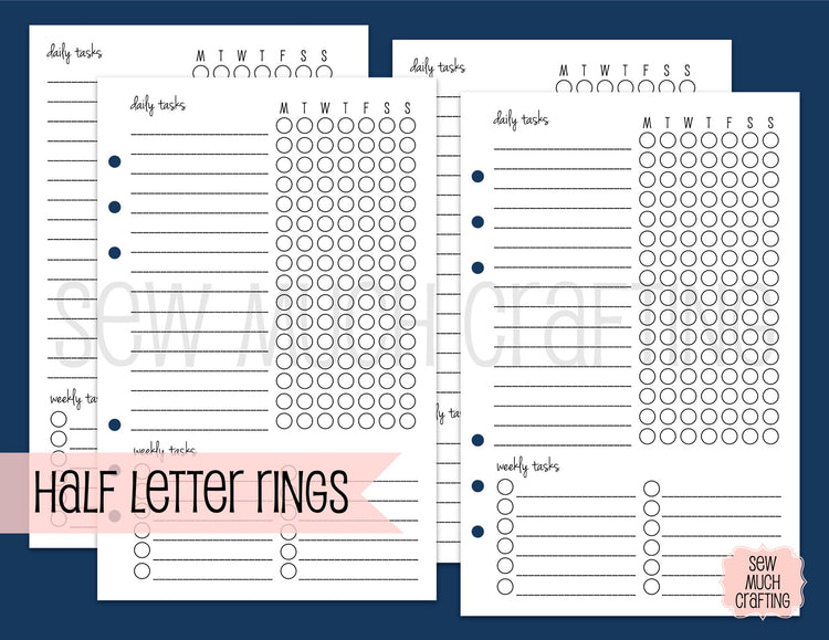 Weekly Checklist Inserts for Rings