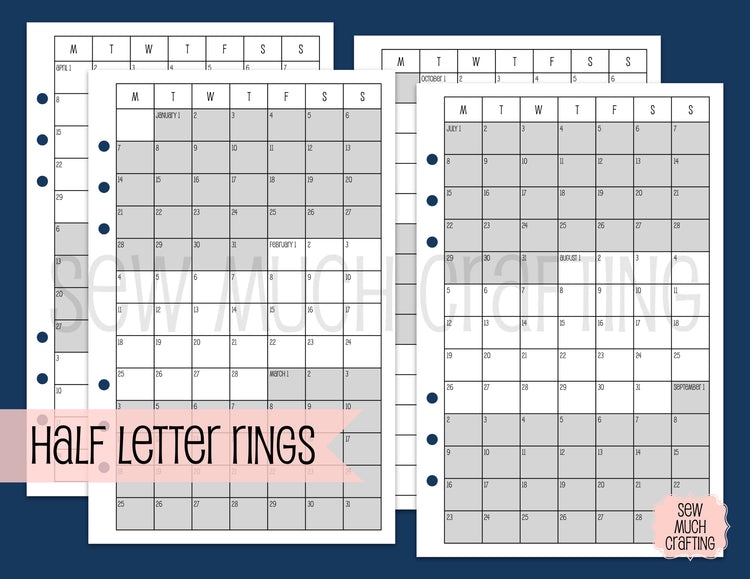 Year on Four Page Inserts for Rings (CHOOSE A SIZE)